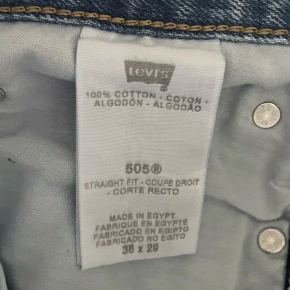 Levi’s 505 Straight Fit Jeans Men’s 36x29 (actual 35x26) Blue Casual *Hemmed* - Picture 8 of 14